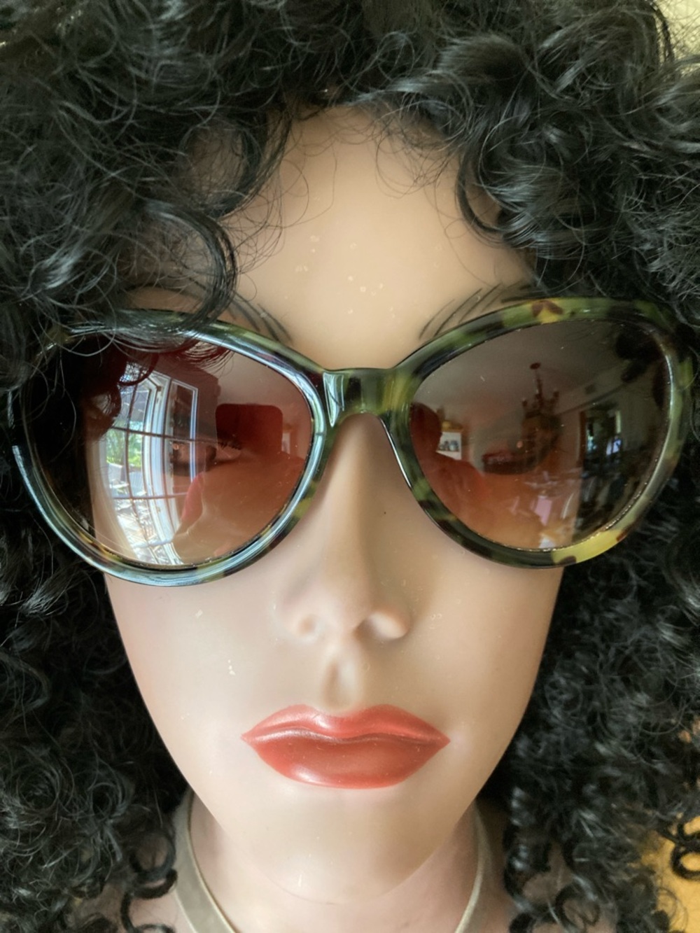 Lilly Pulitzer Green Tortoise Oversized Sunglasses with Brown Lenses